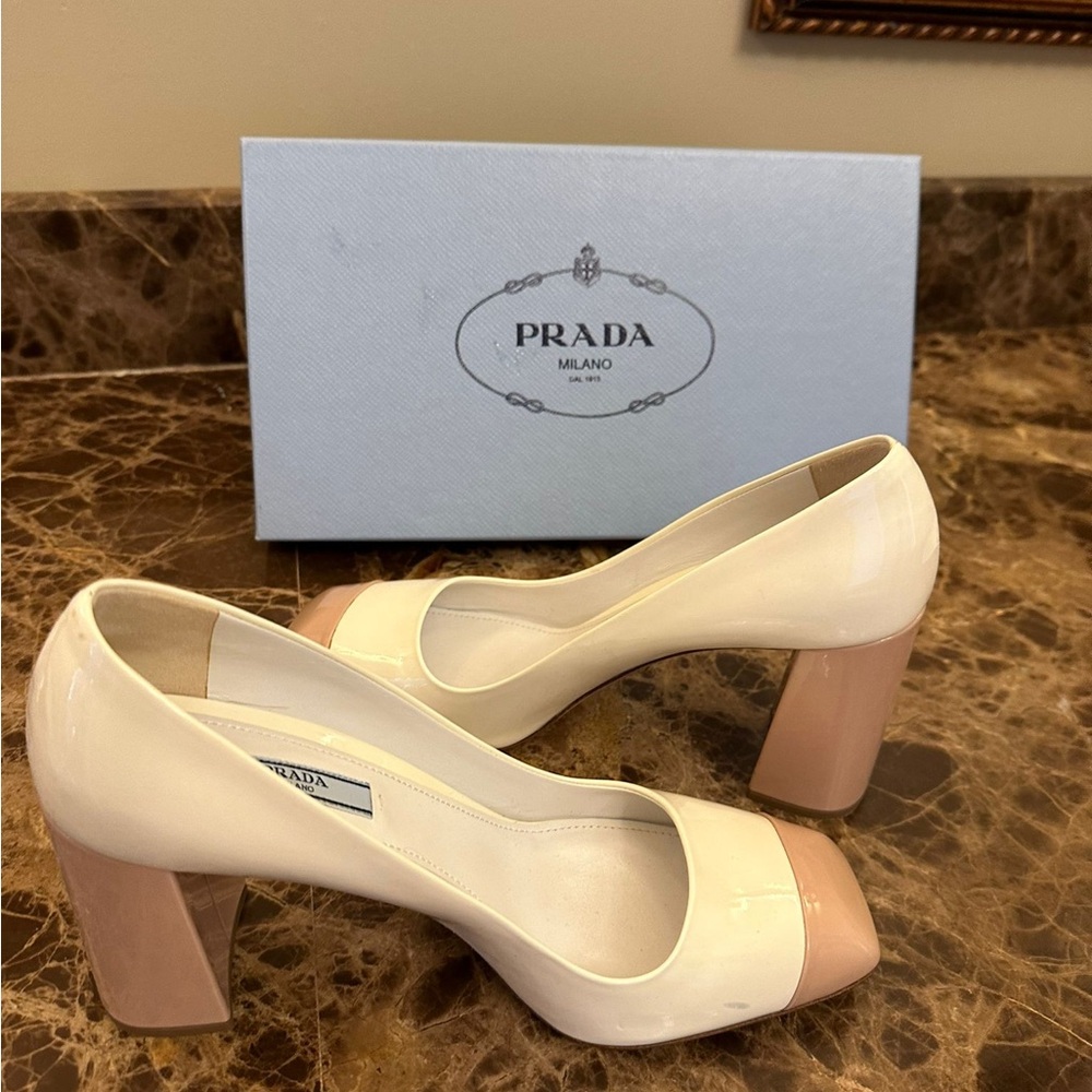 Prada heels 
Beige & white 
Great condition